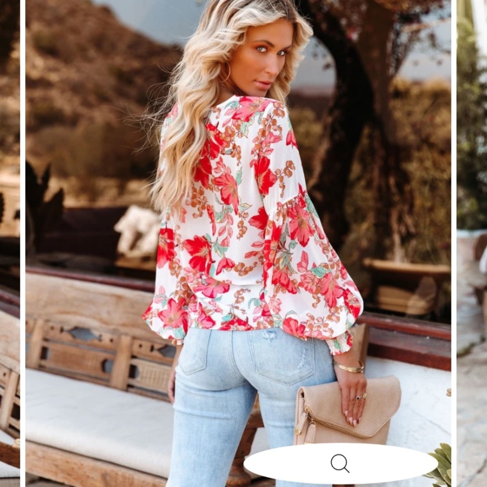 VICI Chase the Sun Floral Smocked Blouse